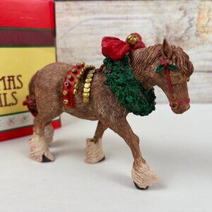 Silver Deer Tom Rubel Christmas Animals Clydesdale Horse Wreath Figurine